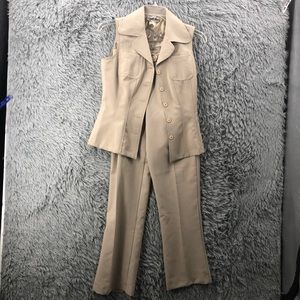 Maurices Suit Womens Size 7 Beige Tan Pants Suit Button Front Slacks
